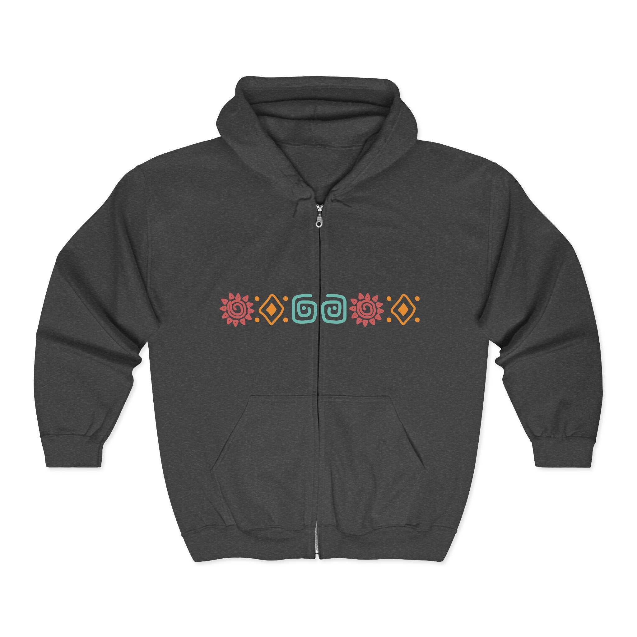 Peruvian Pattern Zip Hoodie | Lima Script Back Design