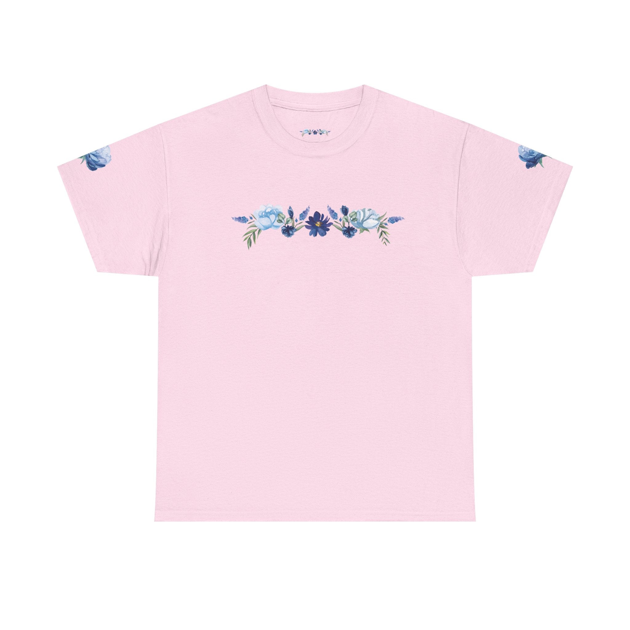 Blue Butterfly Transformation Tee | Floral Accent Sleeve