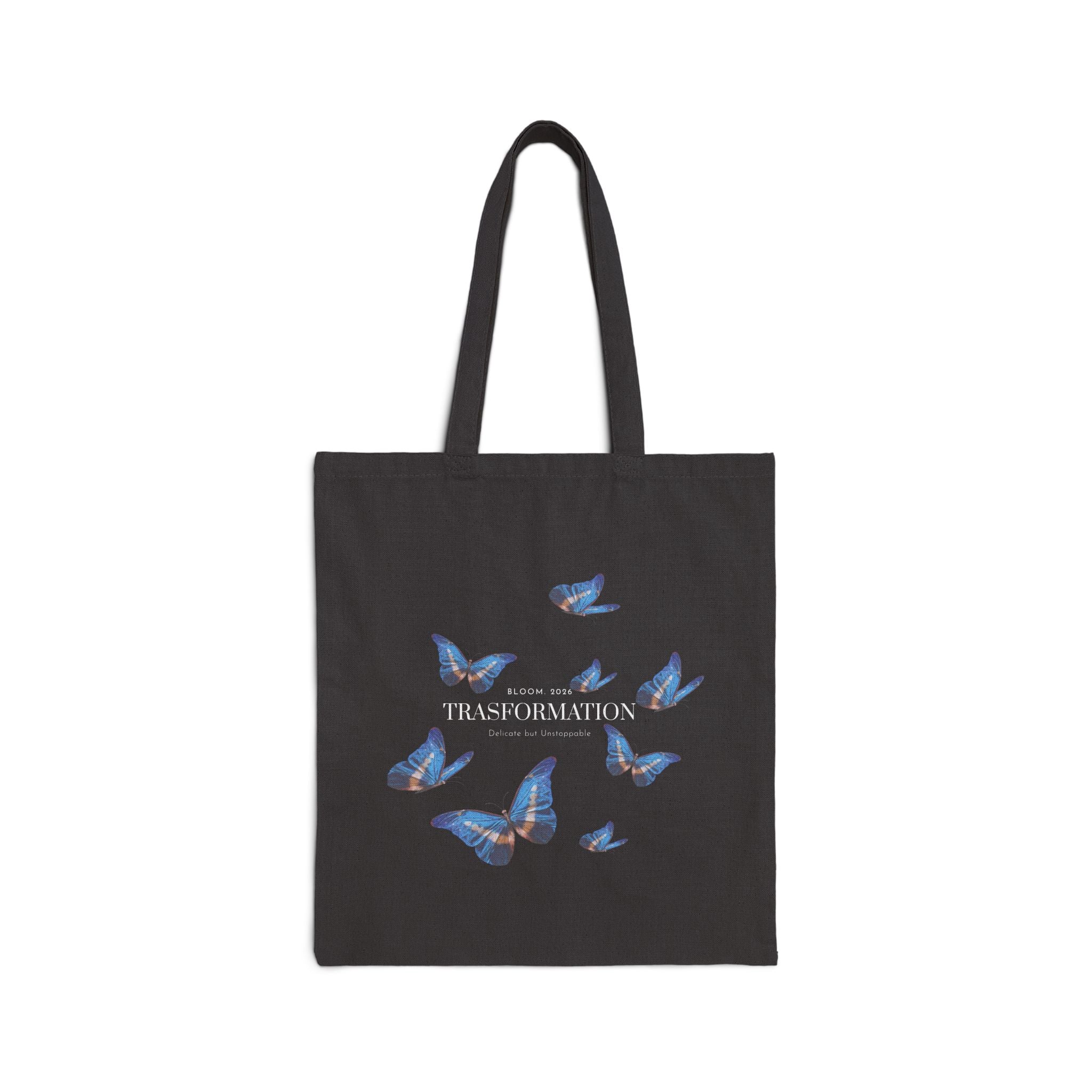 Blue Butterflies Transformation Tote | Canvas Tote Bag