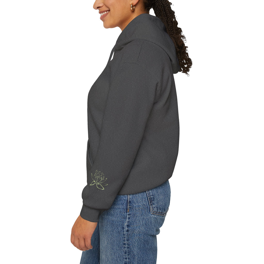 Koi Fish & Lotus Hoodie | White Hooded Sweatshirt, Asian Floral Illustration