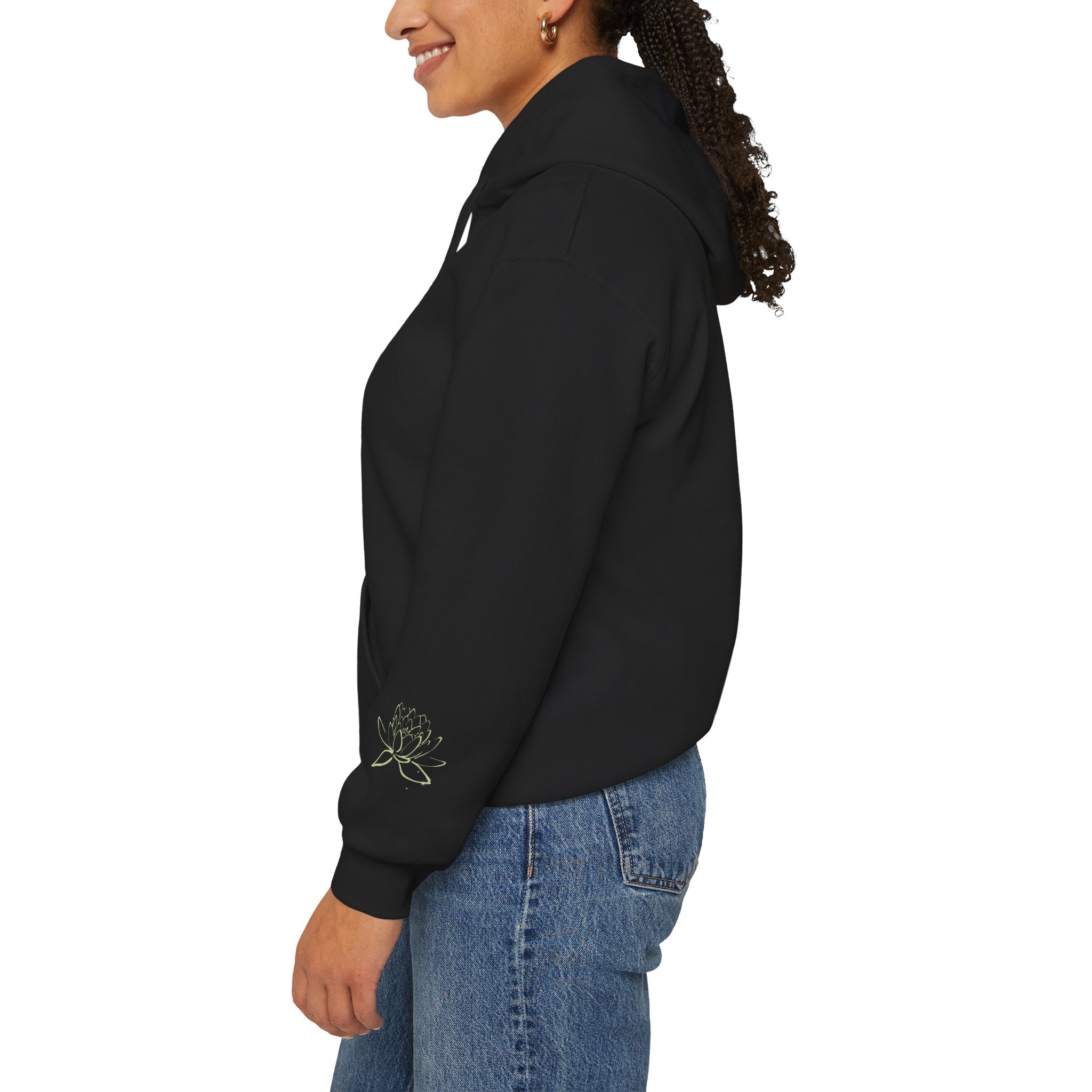 Koi Fish & Lotus Hoodie | White Hooded Sweatshirt, Asian Floral Illustration