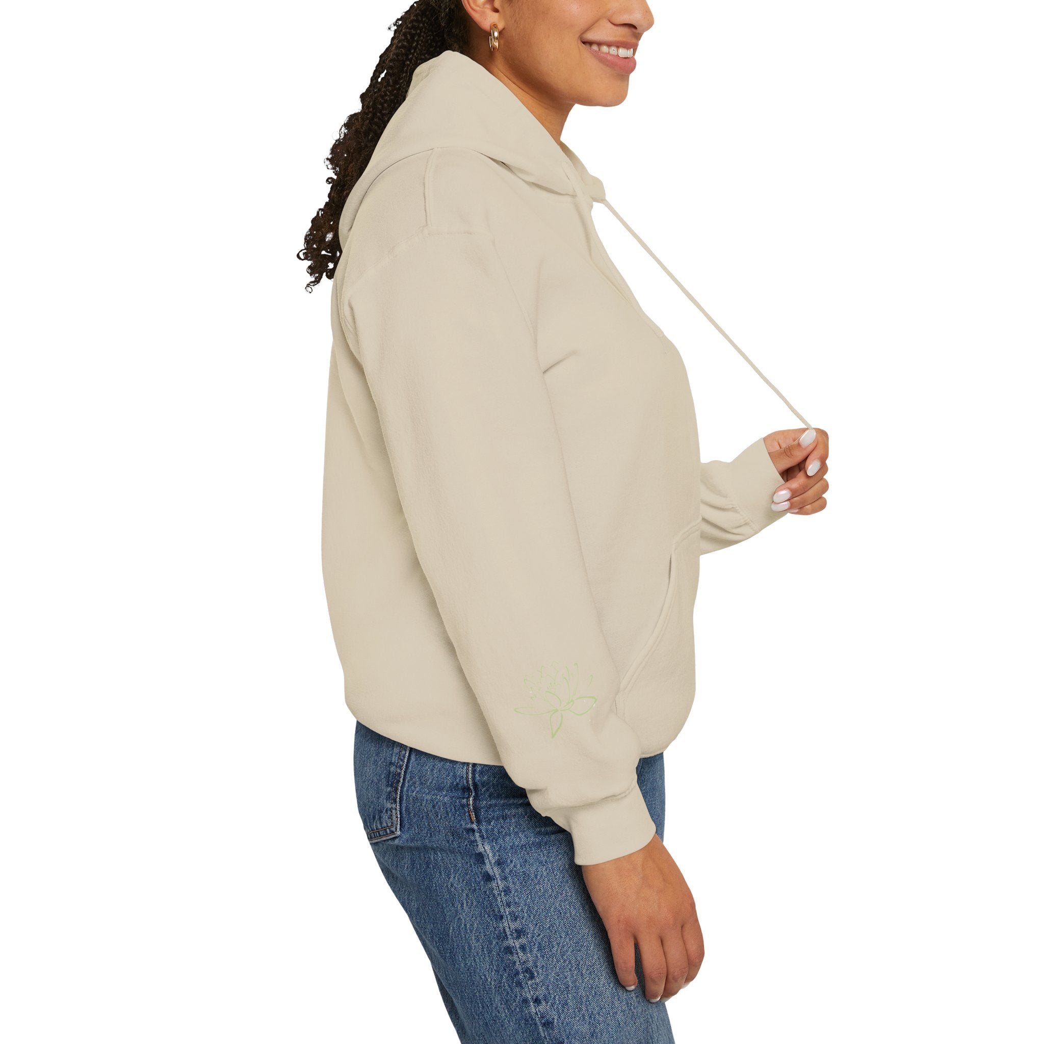 Koi Fish & Lotus Hoodie | White Hooded Sweatshirt, Asian Floral Illustration