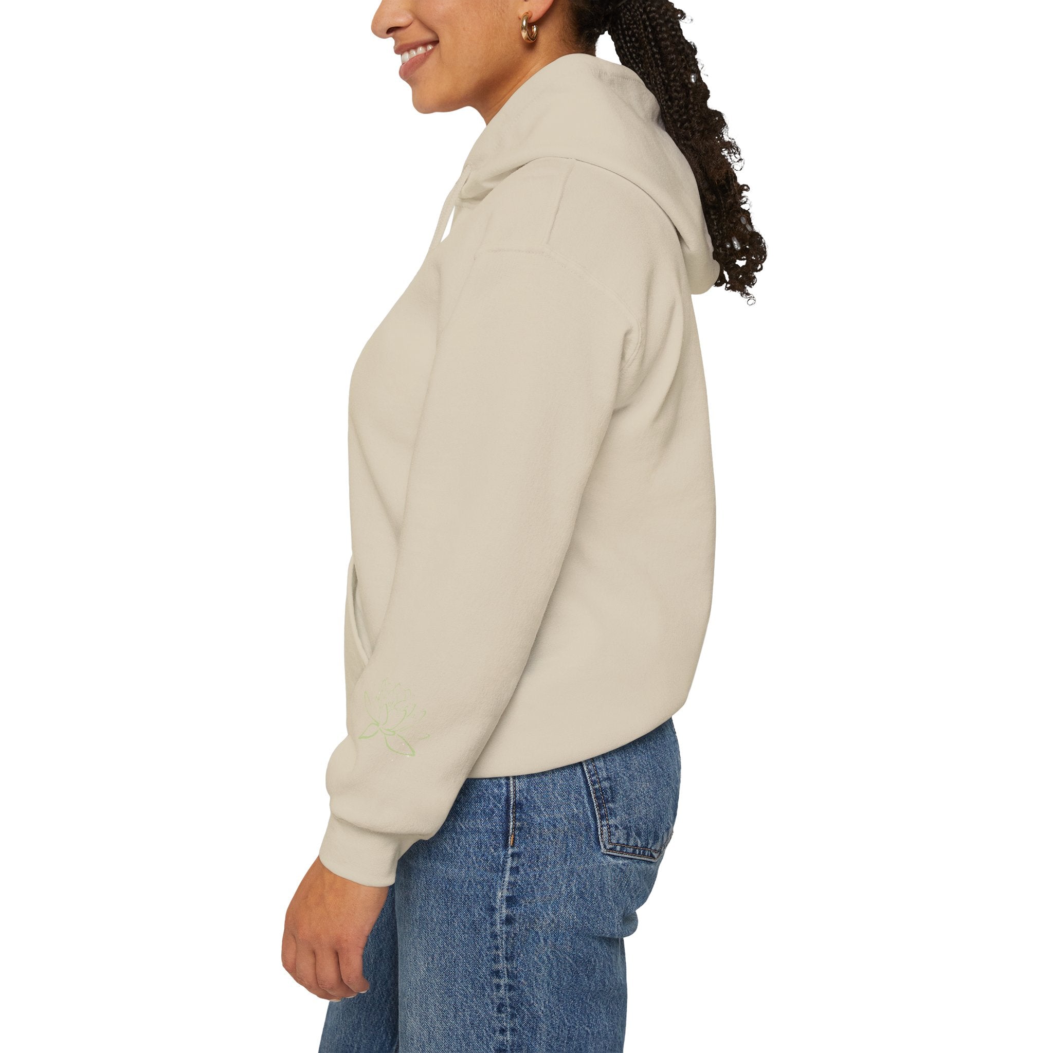 Koi Fish & Lotus Hoodie | White Hooded Sweatshirt, Asian Floral Illustration