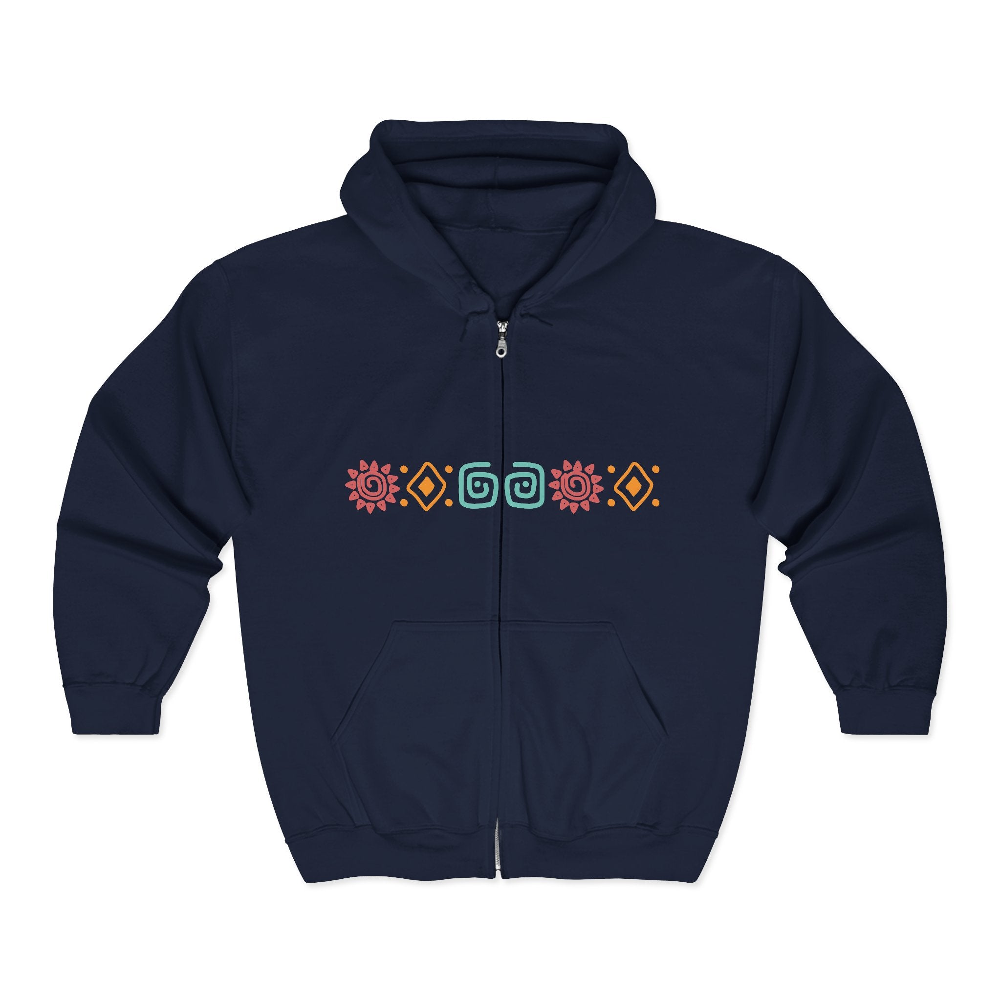 Peruvian Pattern Zip Hoodie | Lima Script Back Design