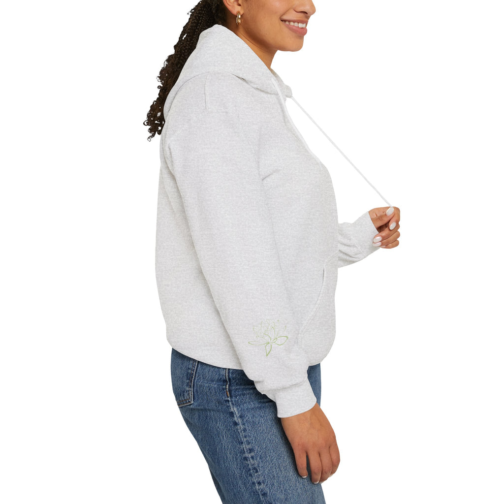 Koi Fish & Lotus Hoodie | White Hooded Sweatshirt, Asian Floral Illustration