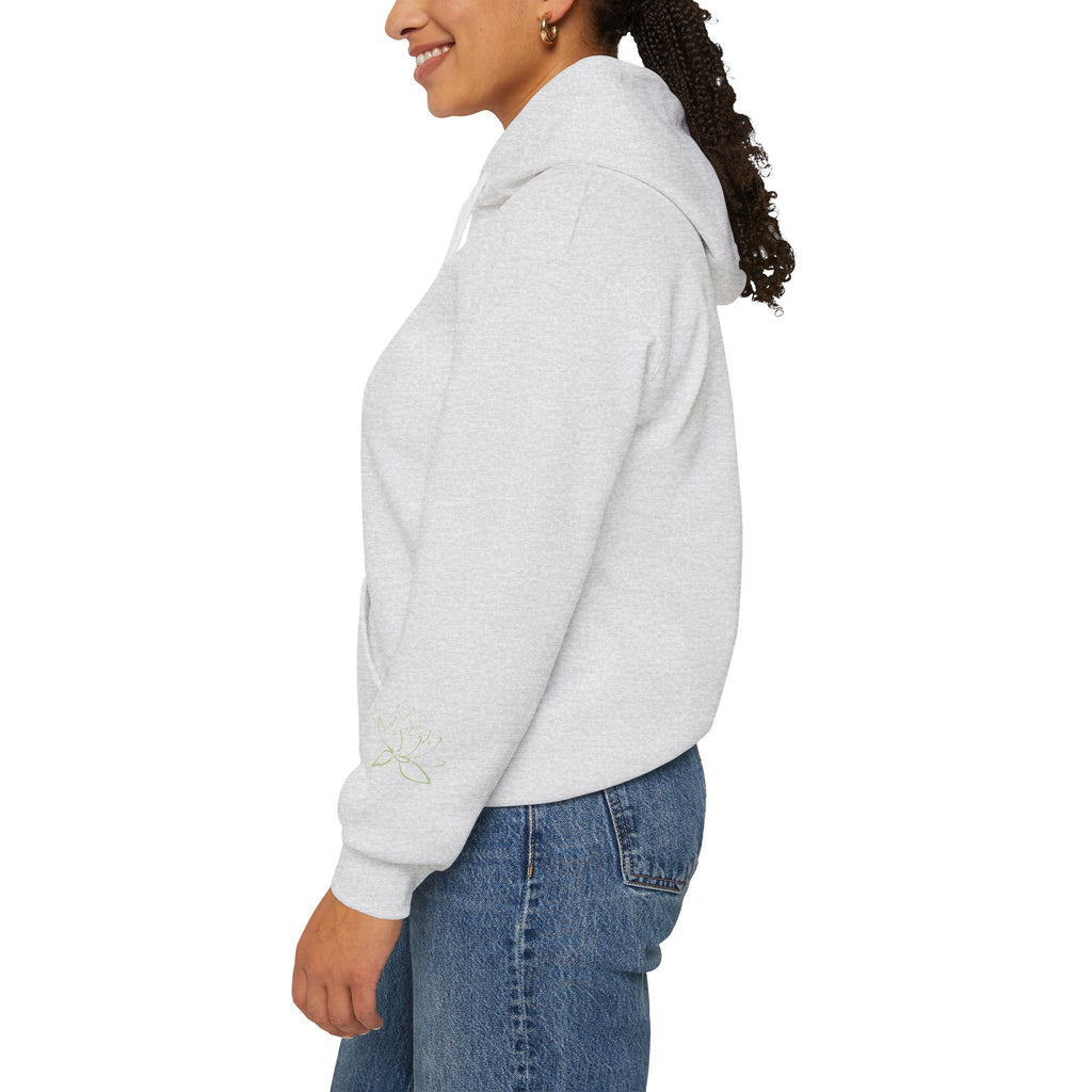 Koi Fish & Lotus Hoodie | White Hooded Sweatshirt, Asian Floral Illustration