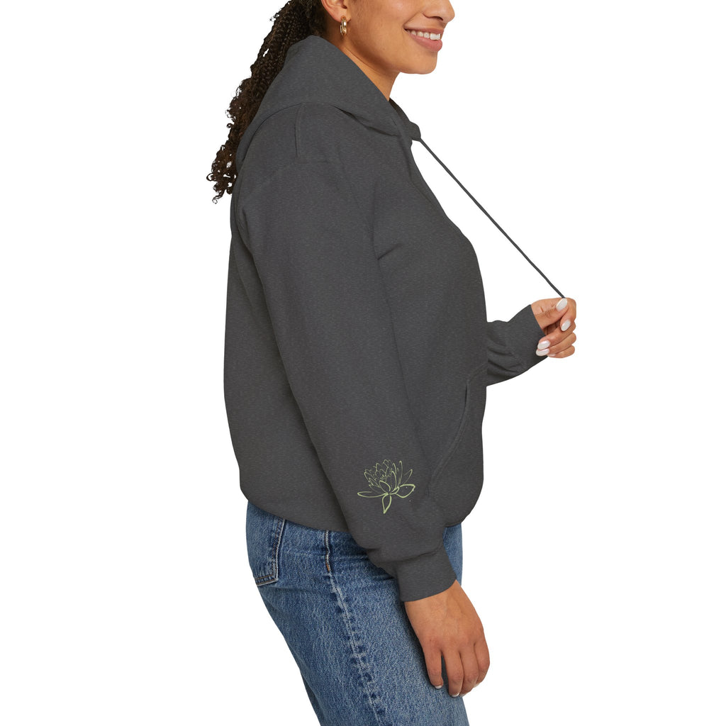 Koi Fish & Lotus Hoodie | White Hooded Sweatshirt, Asian Floral Illustration