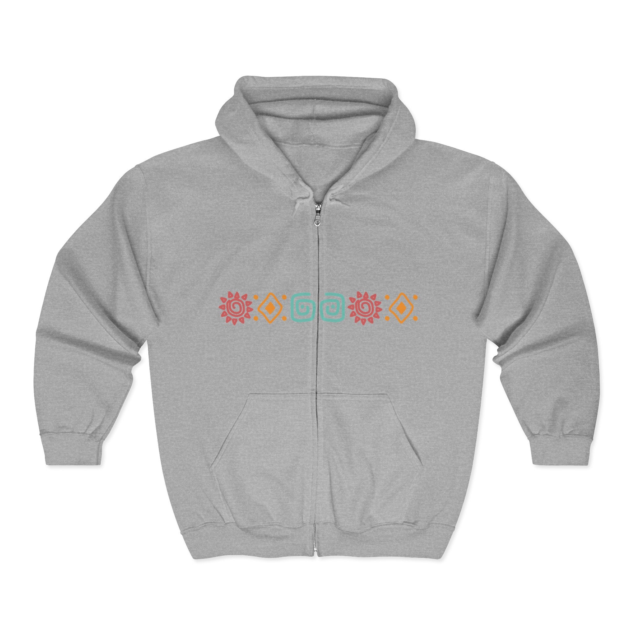 Peruvian Pattern Zip Hoodie | Lima Script Back Design