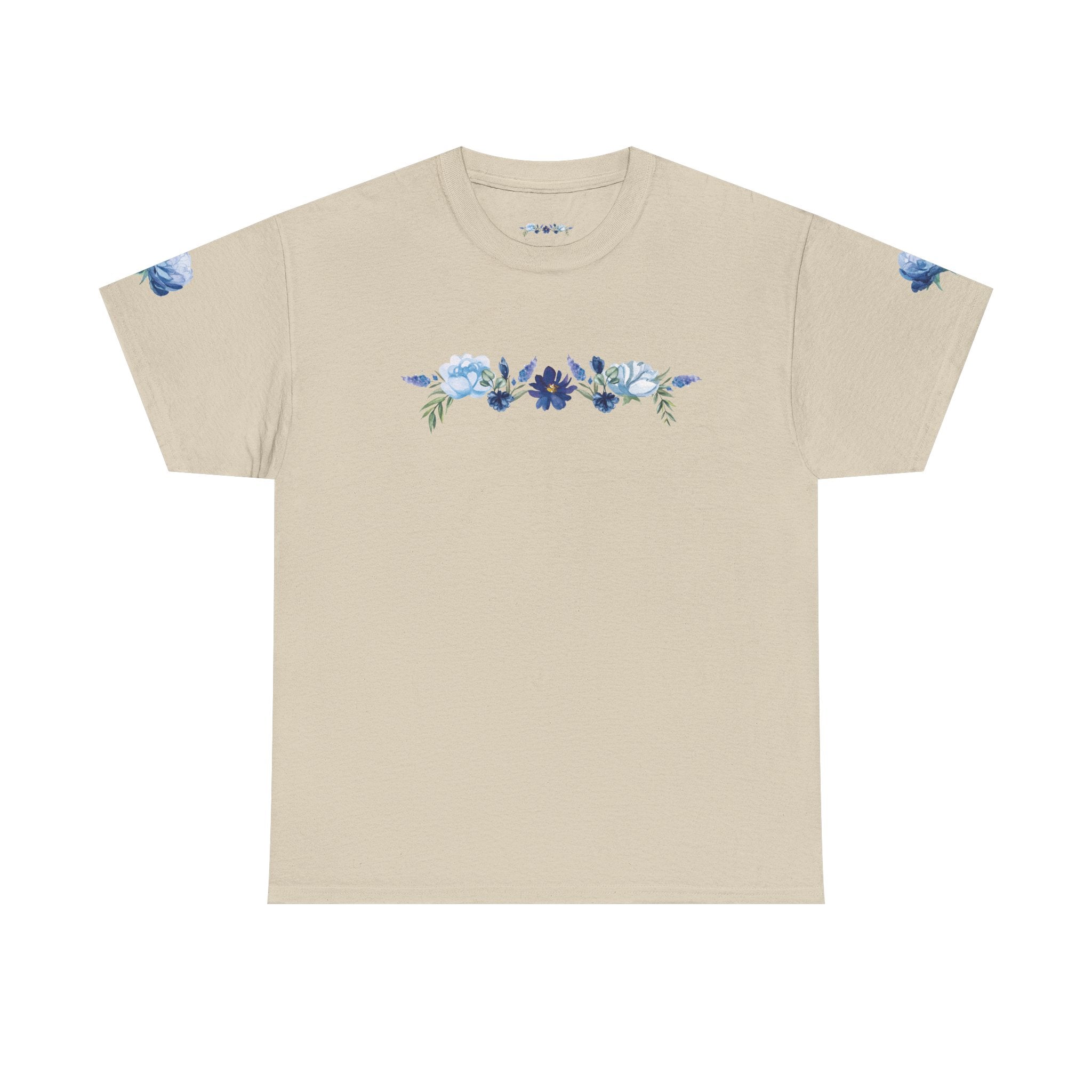 Blue Butterfly Transformation Tee | Floral Accent Sleeve