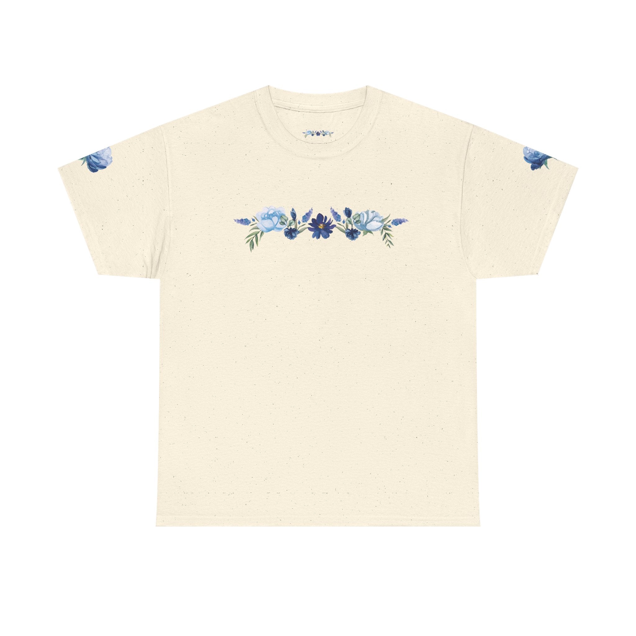 Blue Butterfly Transformation Tee | Floral Accent Sleeve