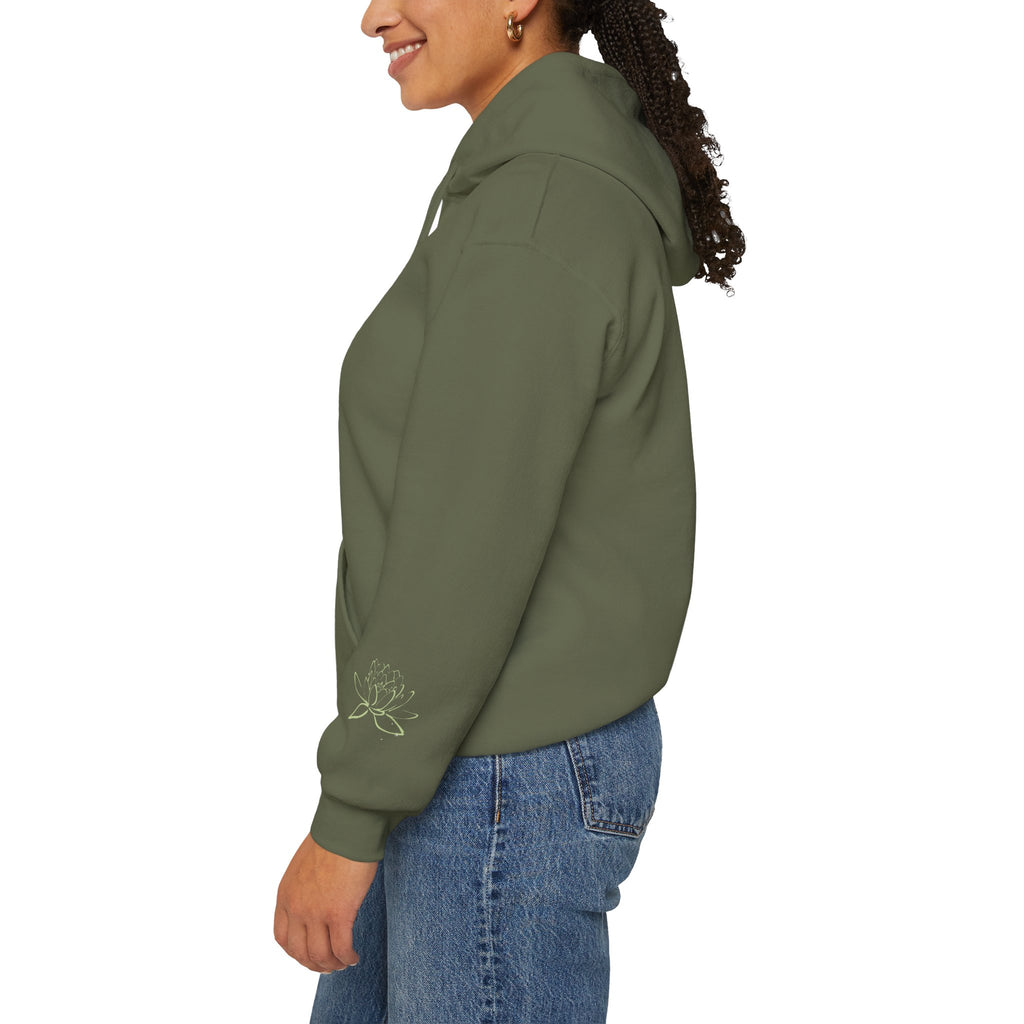 Koi Fish & Lotus Hoodie | White Hooded Sweatshirt, Asian Floral Illustration