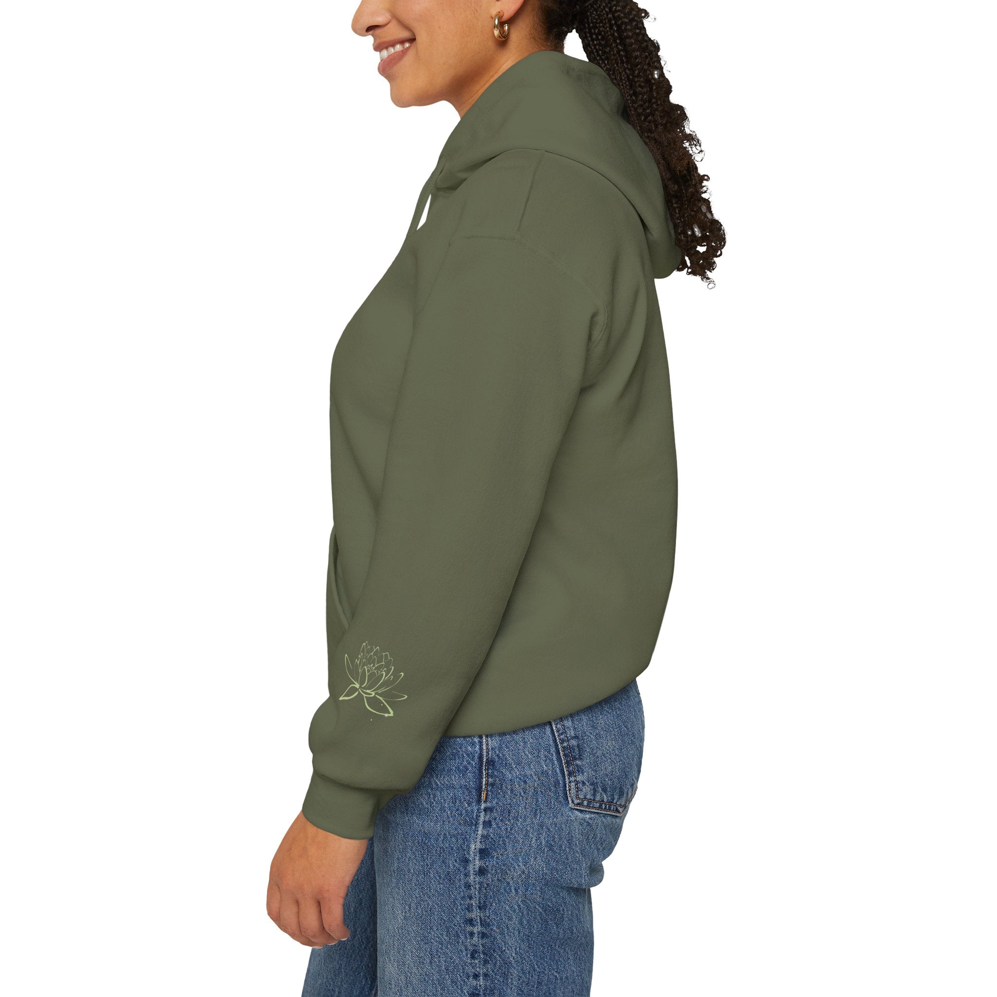 Koi Fish & Lotus Hoodie | White Hooded Sweatshirt, Asian Floral Illustration